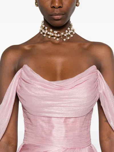 Iris Serban Raziel Draped Off-shoulder Gown In Pink