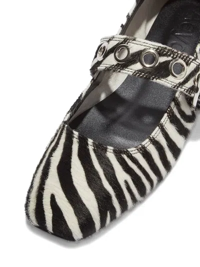 Aeyde Buckle Detail Zebra Pattern Ballerina Shoes In Black