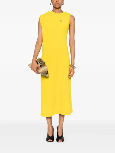 Melitta Baumeister Pierced Midi Dress In Yellow