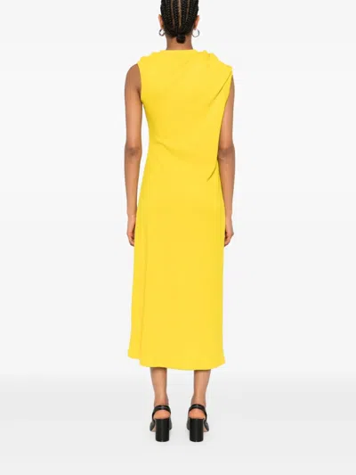 Melitta Baumeister Pierced Midi Dress In Yellow
