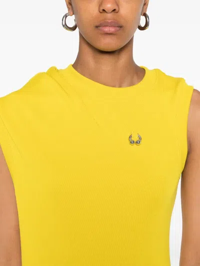 Melitta Baumeister Pierced Midi Dress In Yellow