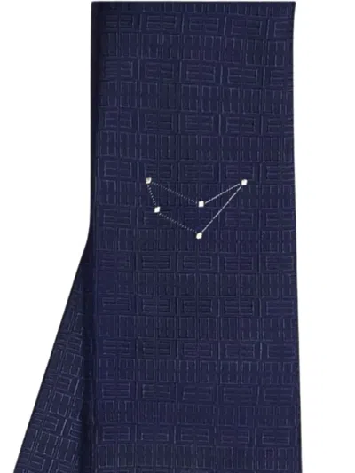 Elios Milano Gemini Geometric-pattern Silk Tie In Blue
