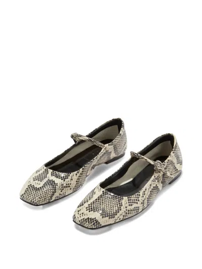 Aeyde Uma Snake-effect Leather Mary Jane Flats In Multi