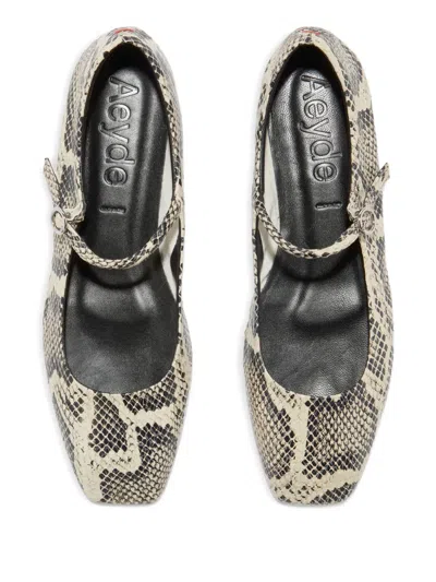 Aeyde Uma Snake-effect Leather Mary Jane Flats In Multi