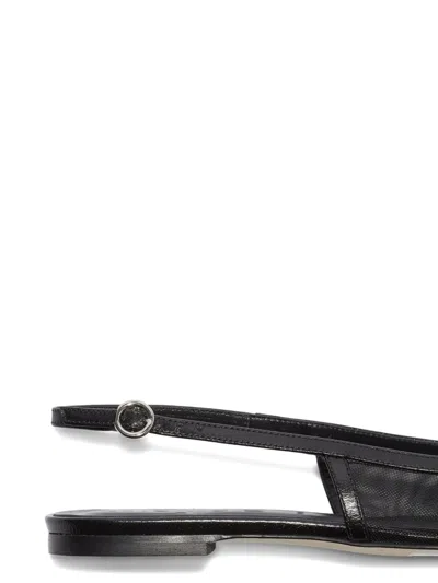Aeyde Geraldine Leather-trimmed Mesh Slingback Ballet Flats In Black