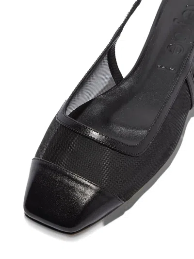 Aeyde Geraldine Leather-trimmed Mesh Slingback Ballet Flats In Black