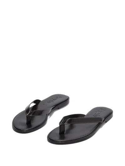 Aeyde Melody Leather Thong Sandals In Black