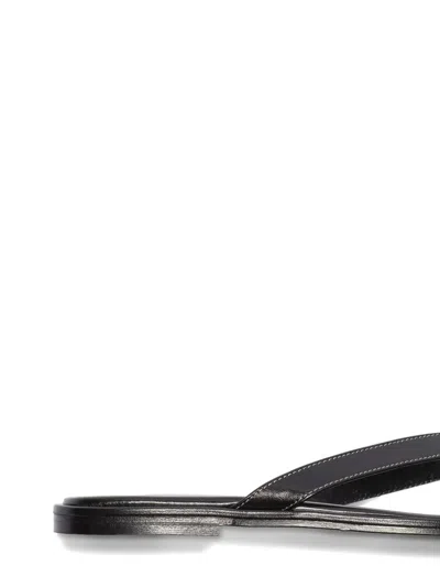 Aeyde Melody Leather Thong Sandals In Black