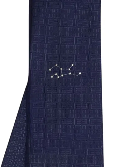 Elios Milano Virgo Geometric-pattern Silk Tie In Blue