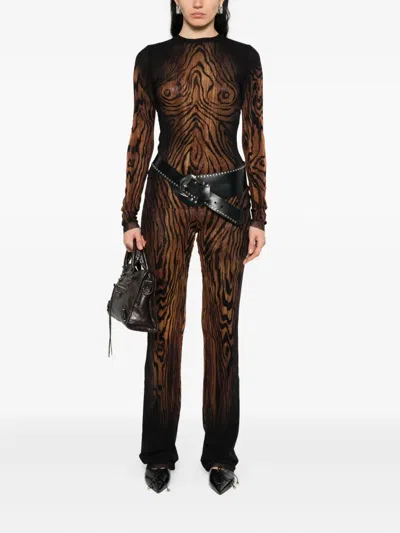 Jean Paul Gaultier Abstract-pattern Print Trousers In Black