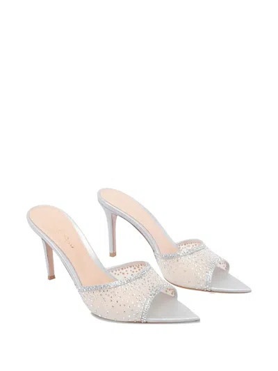 Gianvito Rossi 85mm Crystal-embellished Heeled Mules In White