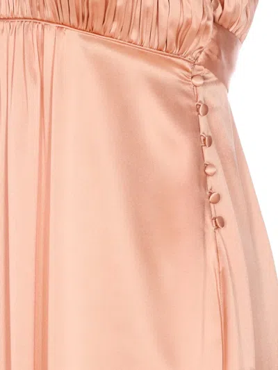 Chloé Sleeveless Shirred Silk Satin Midi Dress In Orange