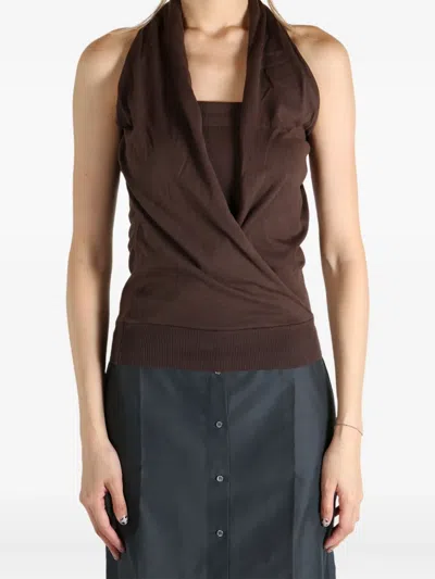 Paloma Wool Halter-neck Draped Top In Brown