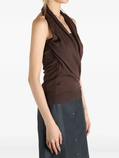 Paloma Wool Halter-neck Draped Top In Brown