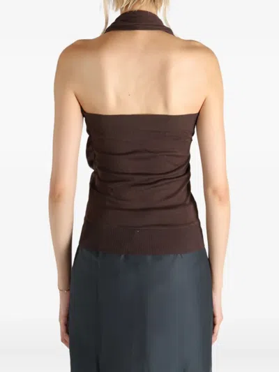 Paloma Wool Halter-neck Draped Top In Brown
