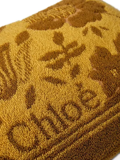 Chloé Women Cotton Beach Pillow With Logo In Brown