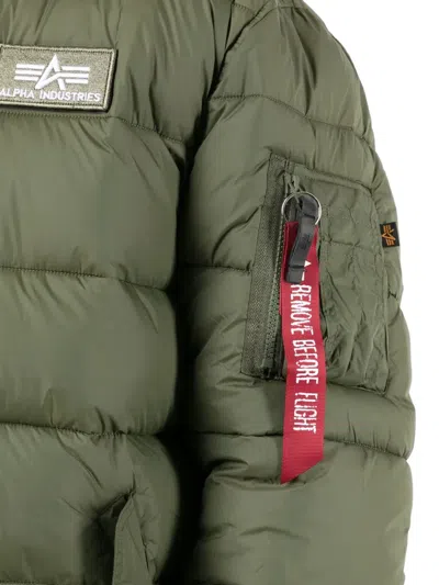 Alpha Industries Hooded Quilted Jacket In Green