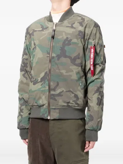 Alpha Industries Camouflage Zip-up Bomber Jacket In Multi