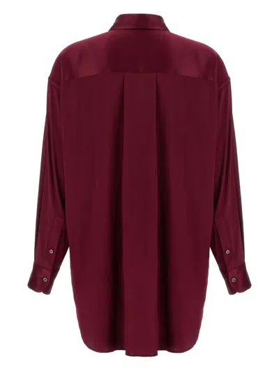 Tom Ford Camicia In Raso Di Seta Stretch Dal Taglio Rilassato In Burgundy