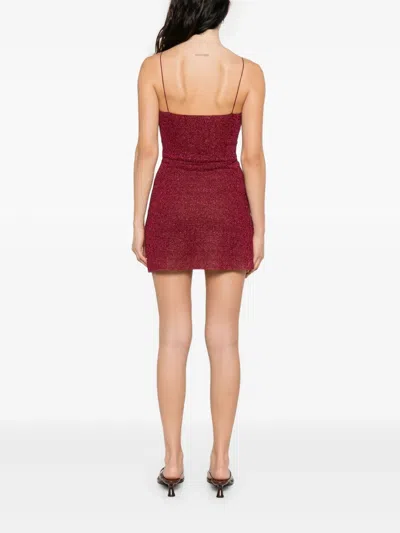 Oseree Rose-appliqué Mini Dress In Red