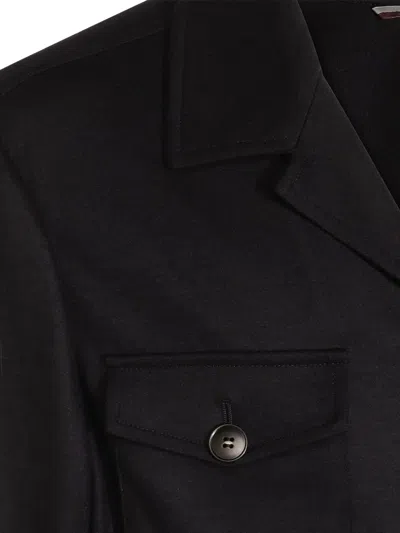 Canali Flap-pocket Blazer In Black