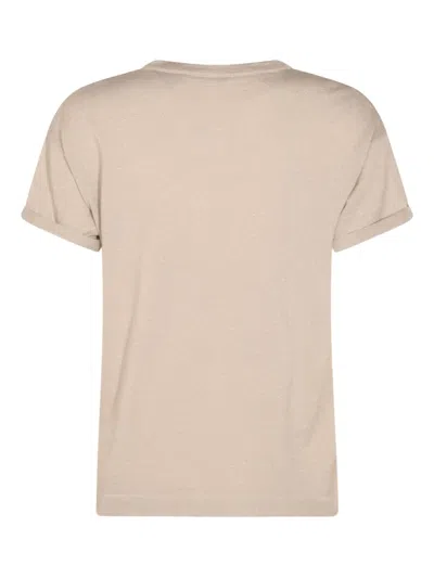 Brunello Cucinelli Short Sleeve Crewneck Knitwear With Sparkling Finish In Neutral