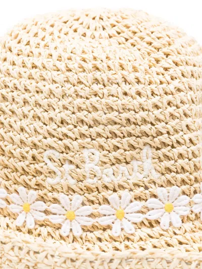 Mc2 Saint Barth Daisy-embroidered Sun Hat In Neutral