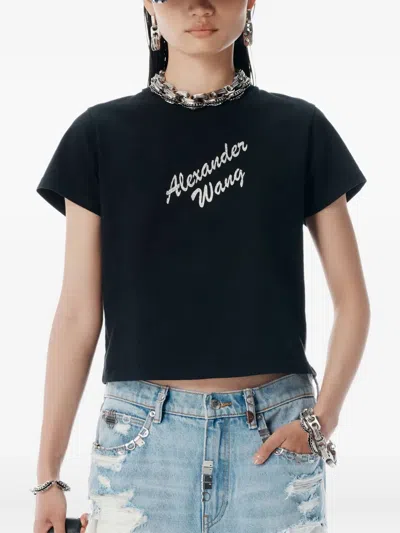 Alexander Wang Crew Neck Short Sleeves Top In Black