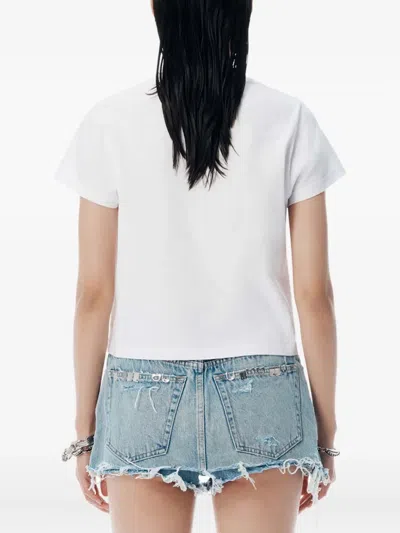 Alexander Wang Crew Neck Embellished Short Sleeves In White