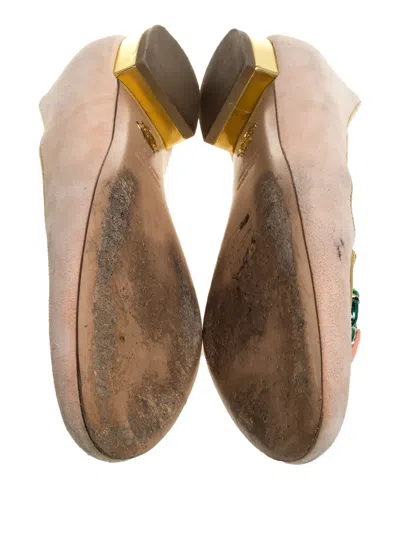 Pre-owned Charlotte Olympia Leather Ballet Flats In Neutral