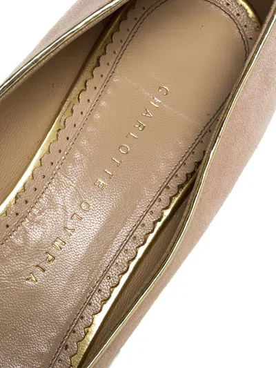 Pre-owned Charlotte Olympia Leather Ballet Flats In Neutral