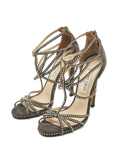 Pre-owned Jimmy Choo 120mm Leather Sandals In Green