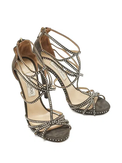 Pre-owned Jimmy Choo 120mm Leather Sandals In Green