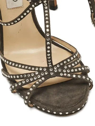 Pre-owned Jimmy Choo 120mm Leather Sandals In Green
