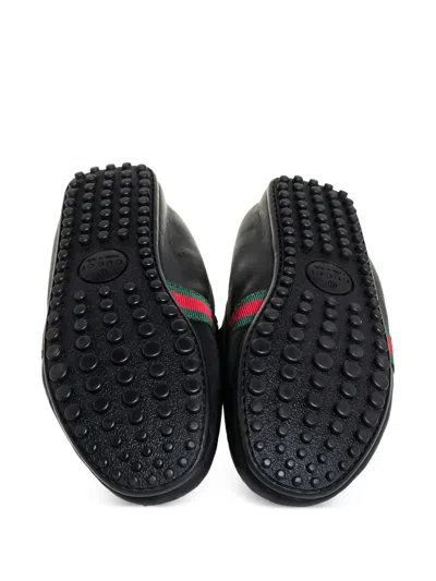 Pre-owned Gucci Web-trimmed Loafers In Black