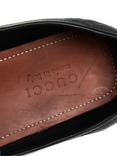 Pre-owned Gucci Web-trimmed Loafers In Black