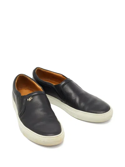 Pre-owned Givenchy Leather Slip-on Sneakers In Black