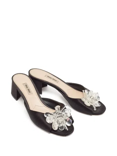 Pre-owned Miu Miu 50mm Bead-embellished Sandals