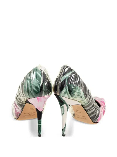 Pre-owned Jimmy Choo 105mm Floral-print Heeled Pumps In Black