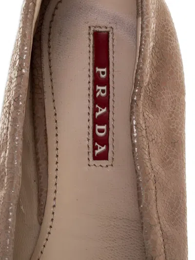 Pre-owned Prada Bow-embellished Ballet Flats In Neutral