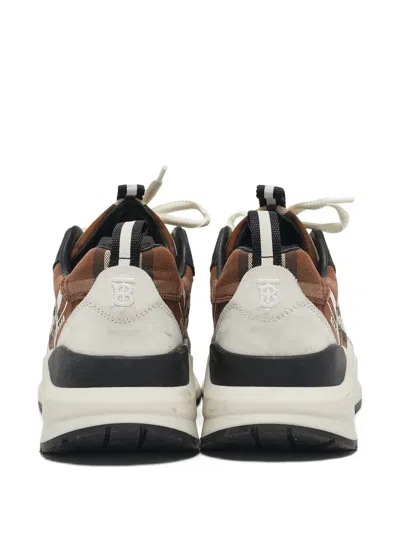 Pre-owned Burberry Check-pattern Platform Sneakers In Brown