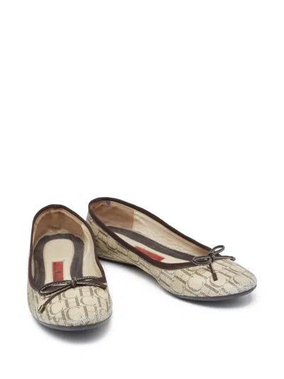 Pre-owned Carolina Herrera Vintage  Logo-print Ballet Flats