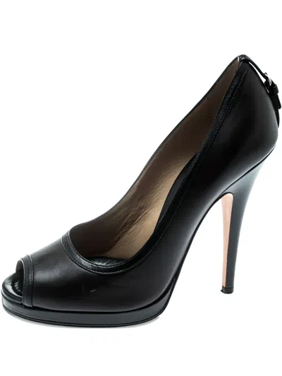 Pre-owned Dolce & Gabbana 13mm Peep-toe Leather Pumps