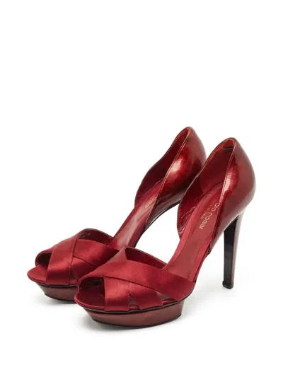 Pre-owned Sergio Rossi  115mm Satin Peep-toe Pumps