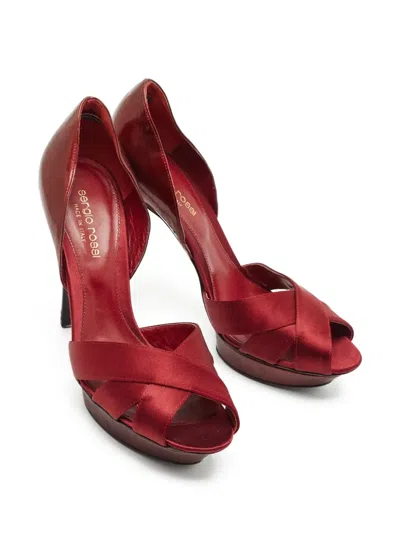 Pre-owned Sergio Rossi  115mm Satin Peep-toe Pumps