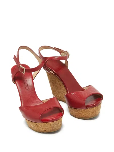 Pre-owned Jimmy Choo 110mm Leather Wedge Sandals