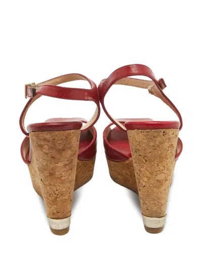 Pre-owned Jimmy Choo 110mm Leather Wedge Sandals
