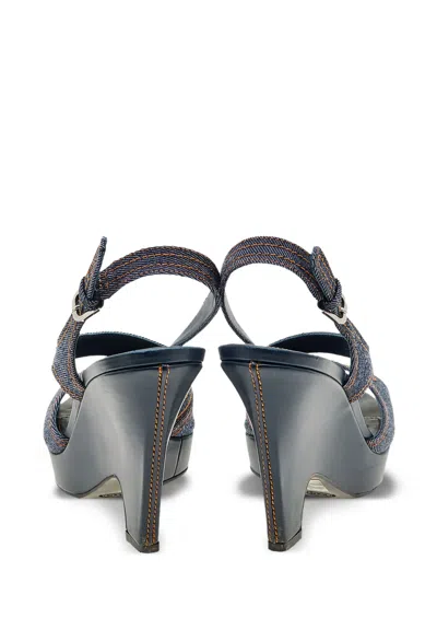 Pre-owned Tod's Vintage 115mm Denim Crossover Sandals