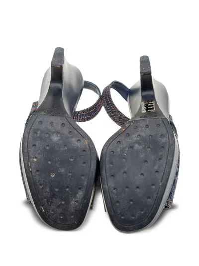 Pre-owned Tod's Vintage 115mm Denim Crossover Sandals