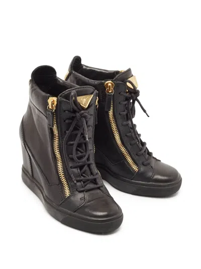 Pre-owned Giuseppe Zanotti Vintage Zippered Wedge Ankle Boots